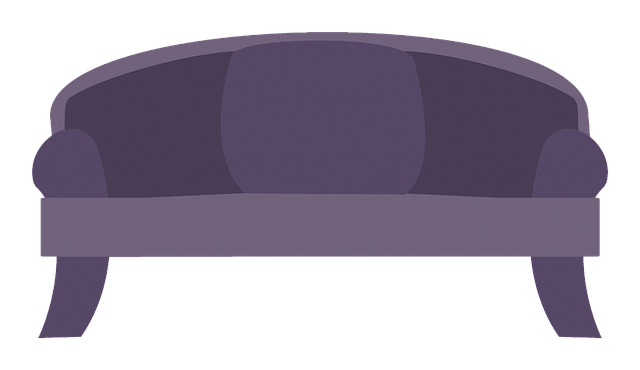 fialový gauč, nákres